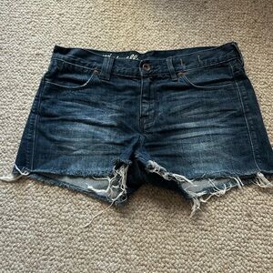 Madewell Dark Blue Distressed Jean Shorts